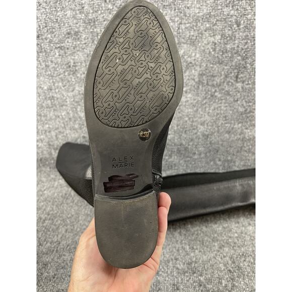 Alex Marie Black Leather Knee High Stretch Riding Boots Women's 6.5 - Picture 10 of 11